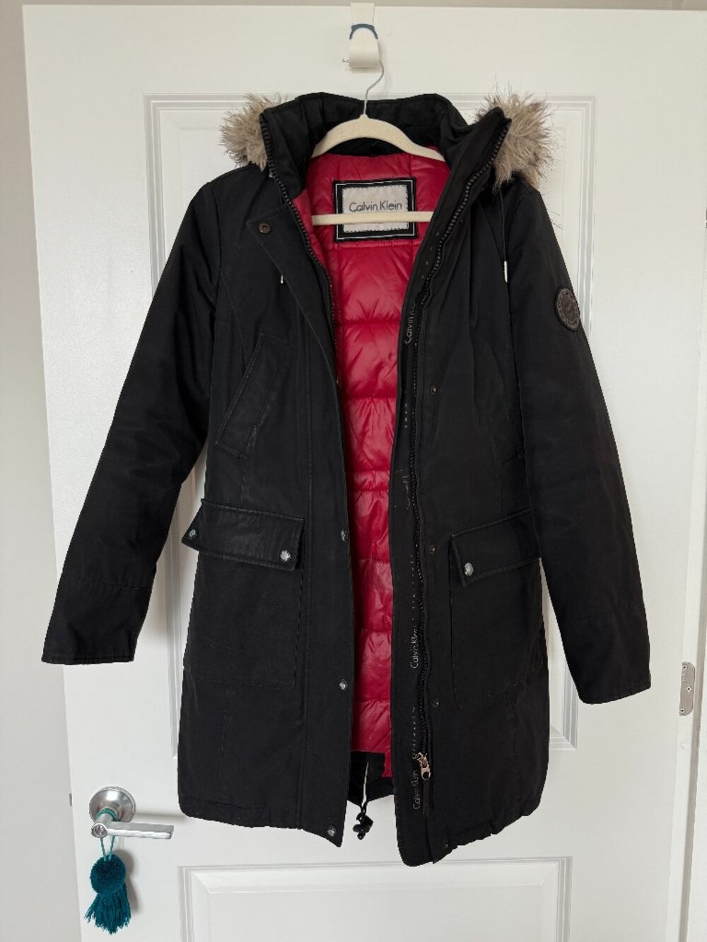 Calvin Klein Faux Fur Trimmed Hood Winter Padded Performance Parka Women's Small